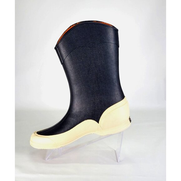 Cin Cin Women's Black / White Rubber Waterproof Rain Boot Size 8 1455 - Picture 11 of 12